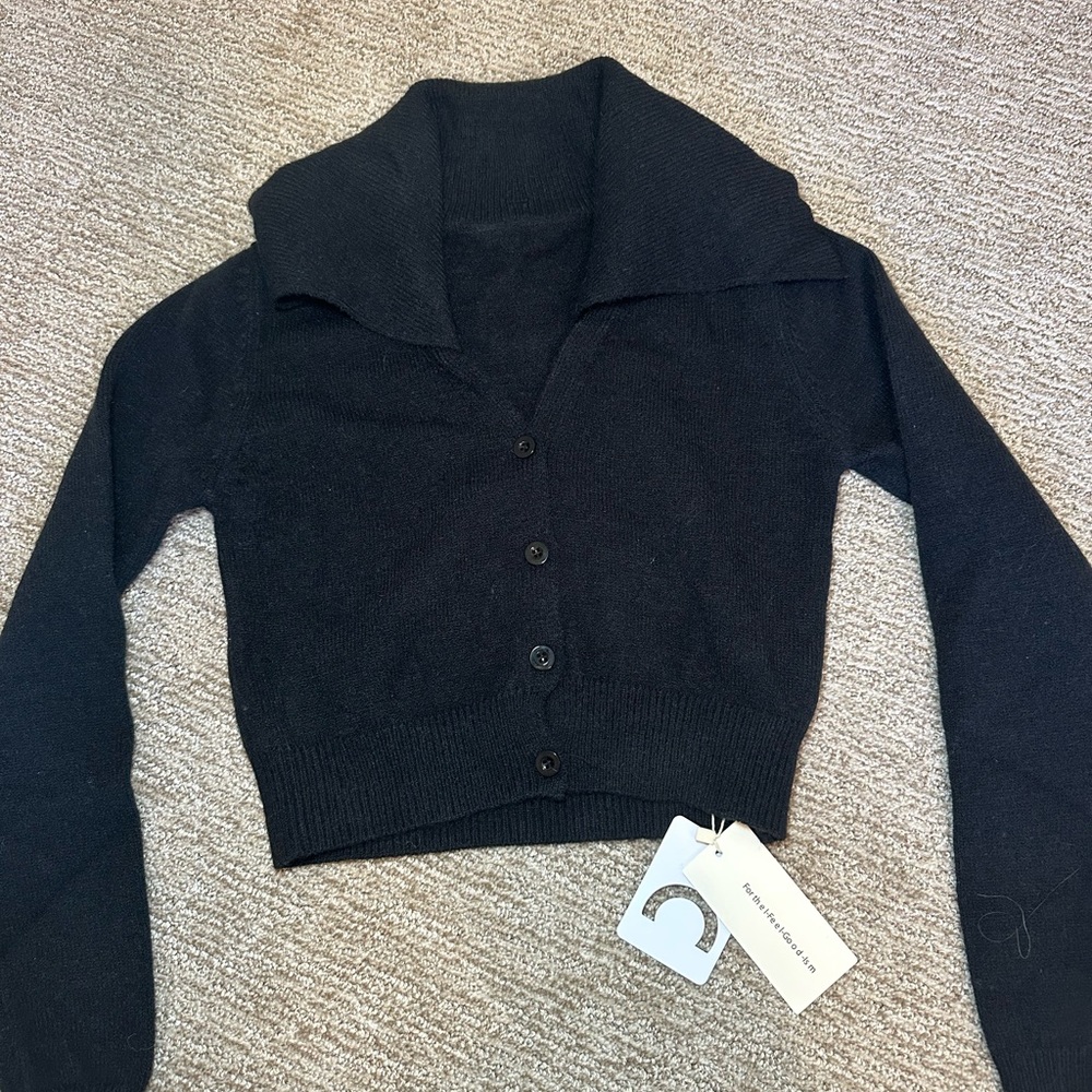 NWT Black Commense collared cardigan size S